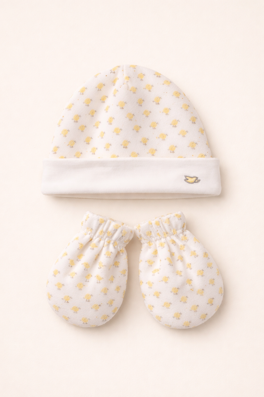 Ensemble bébé 2 pièces écru imprimé poussins – Confort & tendresse