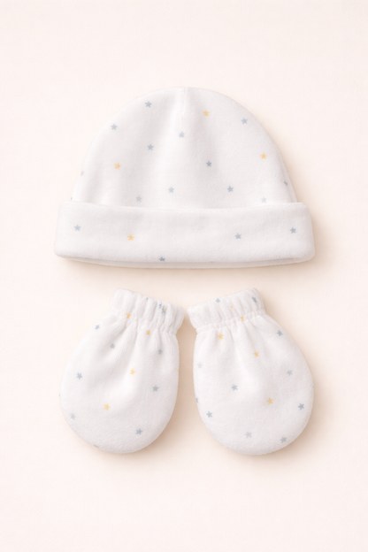 Pyjama bébé écru à pois multicolores – Douceur & confort au quotidien