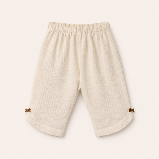 Pantalon bébé écru en gaze de coton – Confort & style naturel