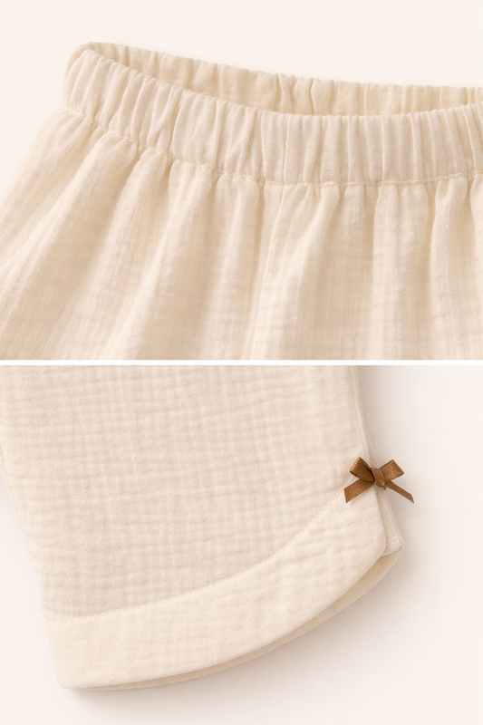 Pantalon bébé écru en gaze de coton – Confort & style naturel
