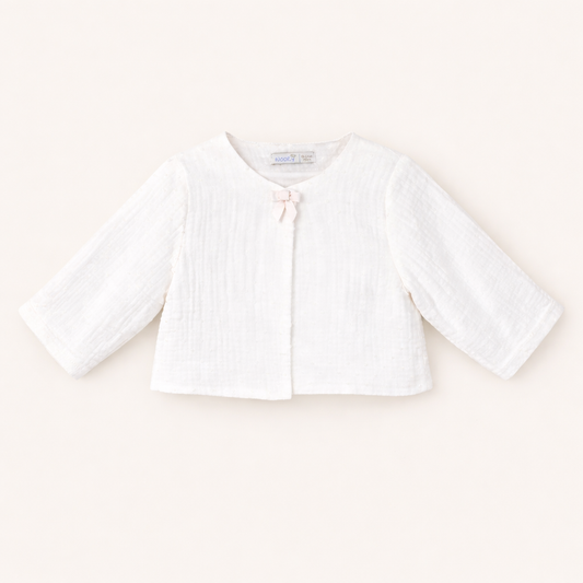 Veste bébé écrue en gaze de coton – Élégance & légèreté