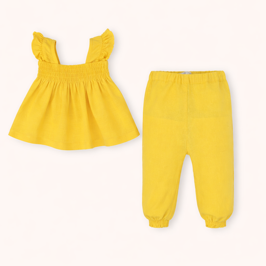 Ensemble fille jaune été – Léger, lumineux & adorable