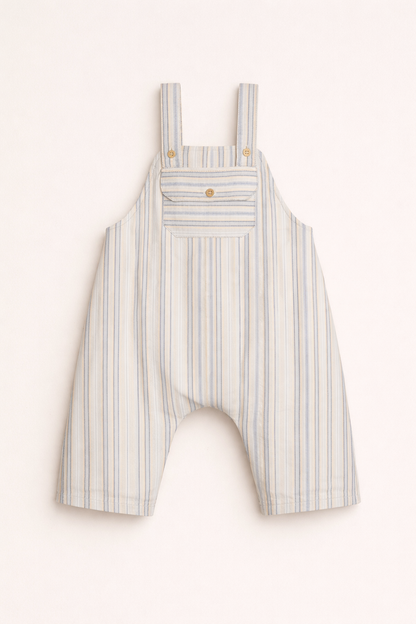 Salopette bébé rayée bleu &amp; beige – Style chic & décontracté