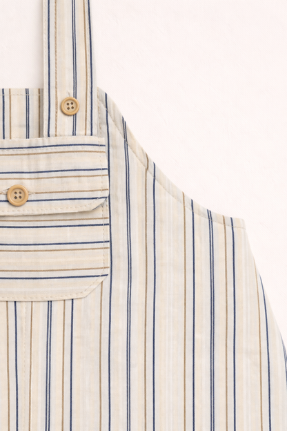 Salopette bébé rayée bleu &amp; beige – Style chic & décontracté