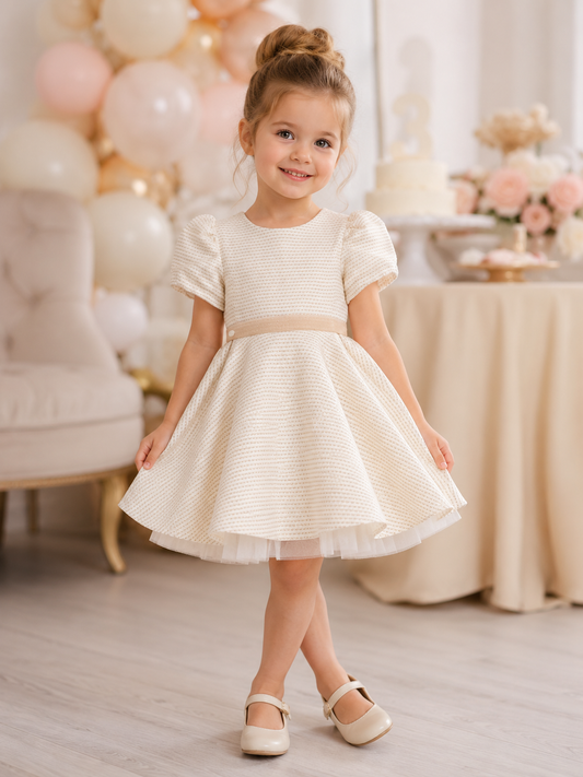 Robe de cérémonie en piqué beige