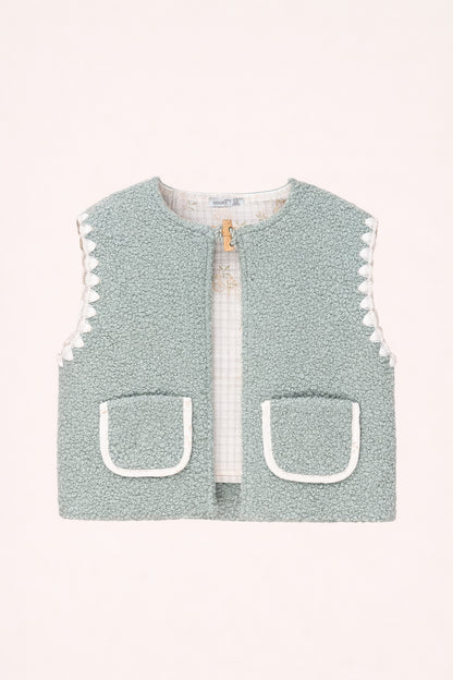 Gilet bébé sans manches en tissu bouclette