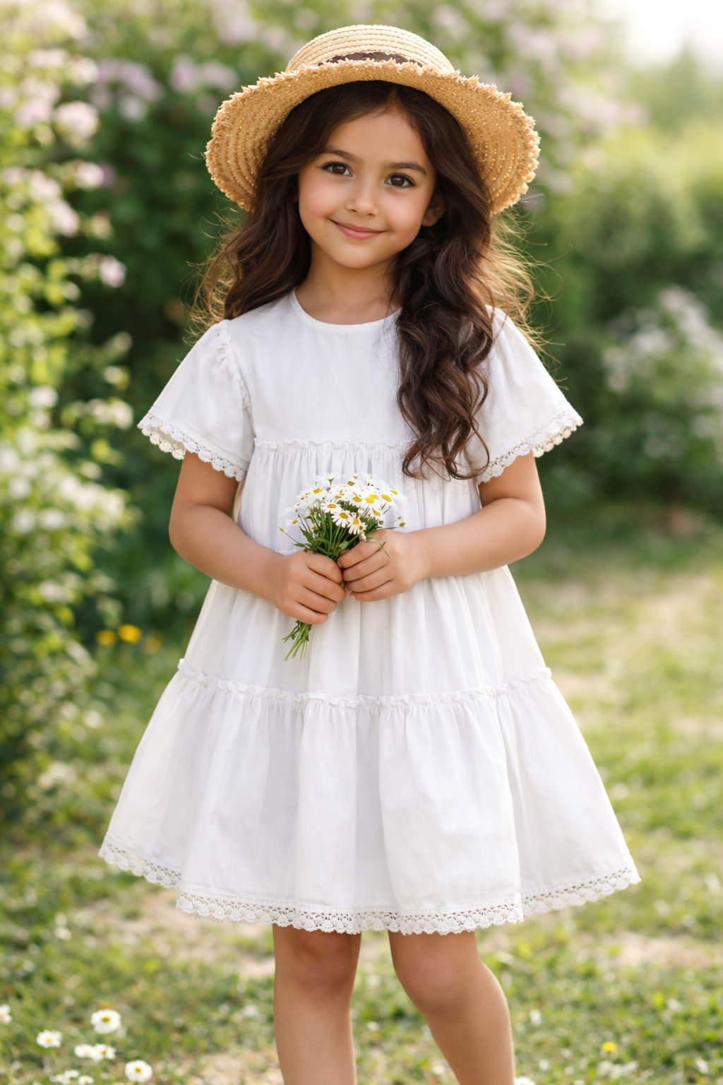 Robe fille blanc à volants – Élégance & fraîcheur estivale