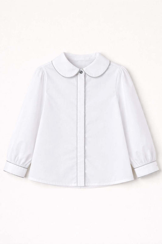 Chemisier blanc col Claudine – Fille