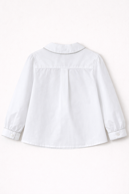 Chemisier blanc col Claudine – Fille