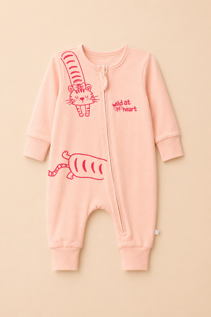Grenouillère Bébé Fille Rose – Imprimé Chat Adorable