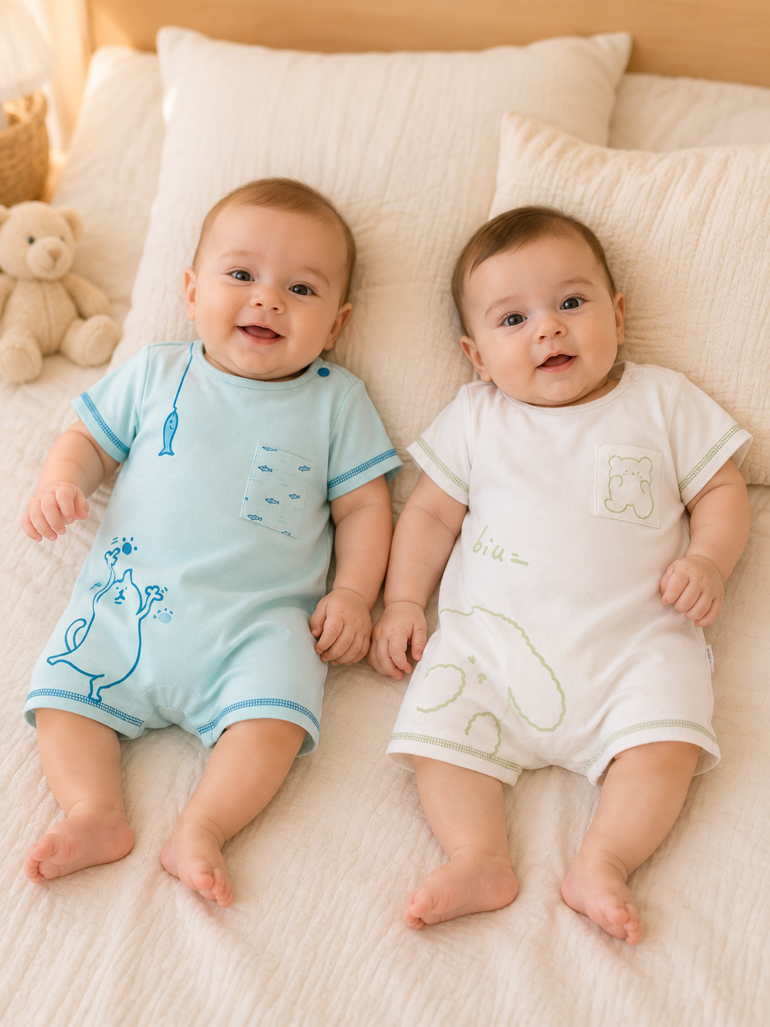 Pack de 2 Barboteuses Bébé 100% Coton