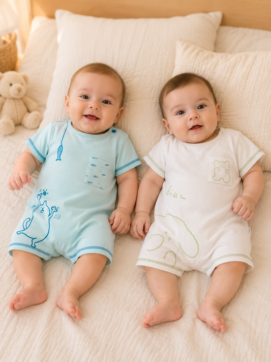 Pack de 2 Barboteuses Bébé 100% Coton