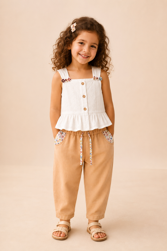Ensemble Fille 2 Pièces – Élégance Naturelle & Confort