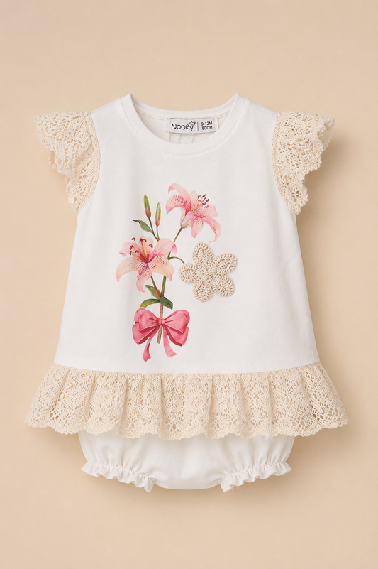 Ensemble Bébé Fille 2 Pièces – Élégance Florale