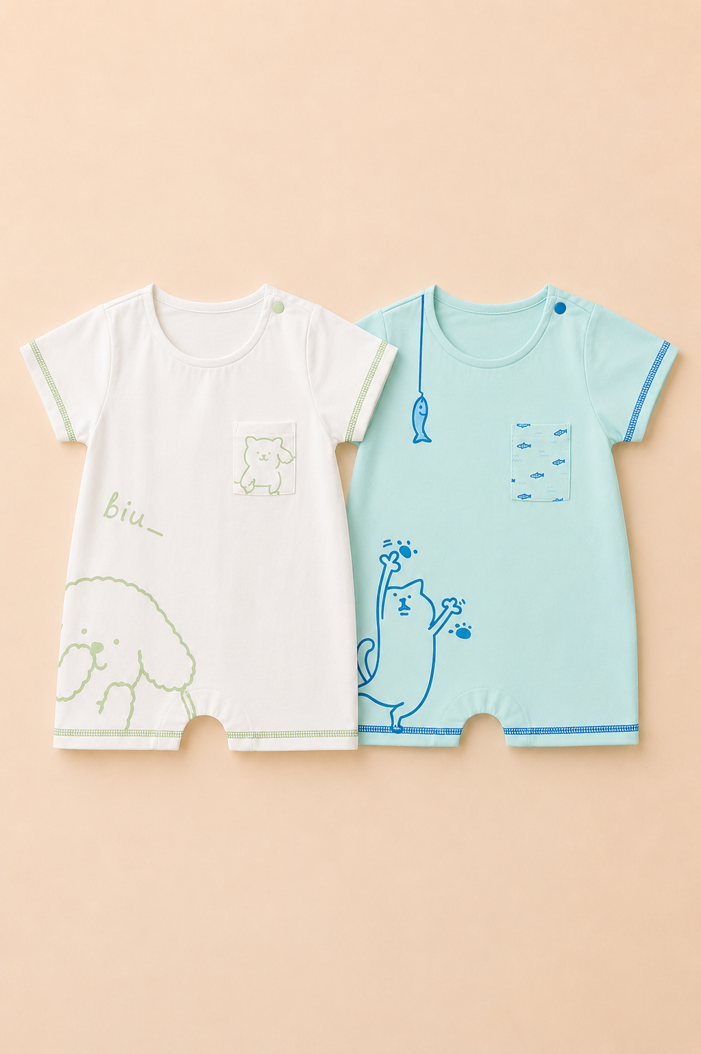 Pack de 2 Barboteuses Bébé 100% Coton
