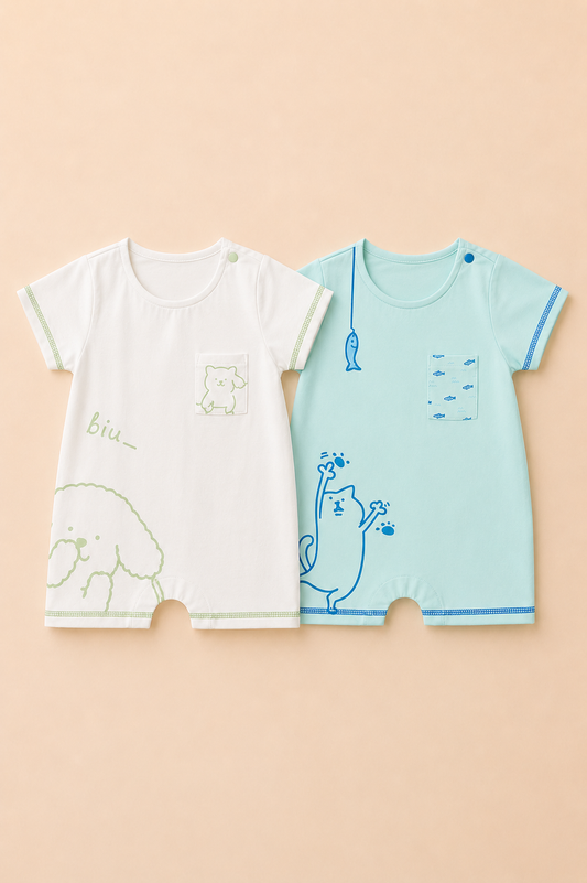 Pack de 2 Barboteuses Bébé 100% Coton