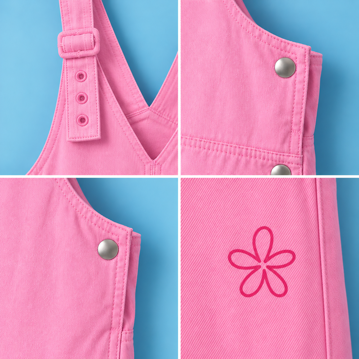 Salopette Rose Bonbon à Sérigraphie Fleur – Style Rétro & Confort