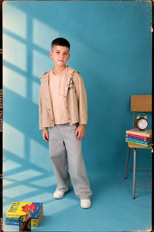 Ensemble Garçon 3 Pièces Streetwear – Surchemise à Capuche, T-Shirt Oversize & Pantalon Cargo Wide Leg