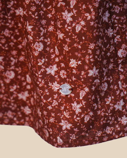 Robe Fleurie Rouge Brique pour Bébé Fille – Style Champêtre et Confort