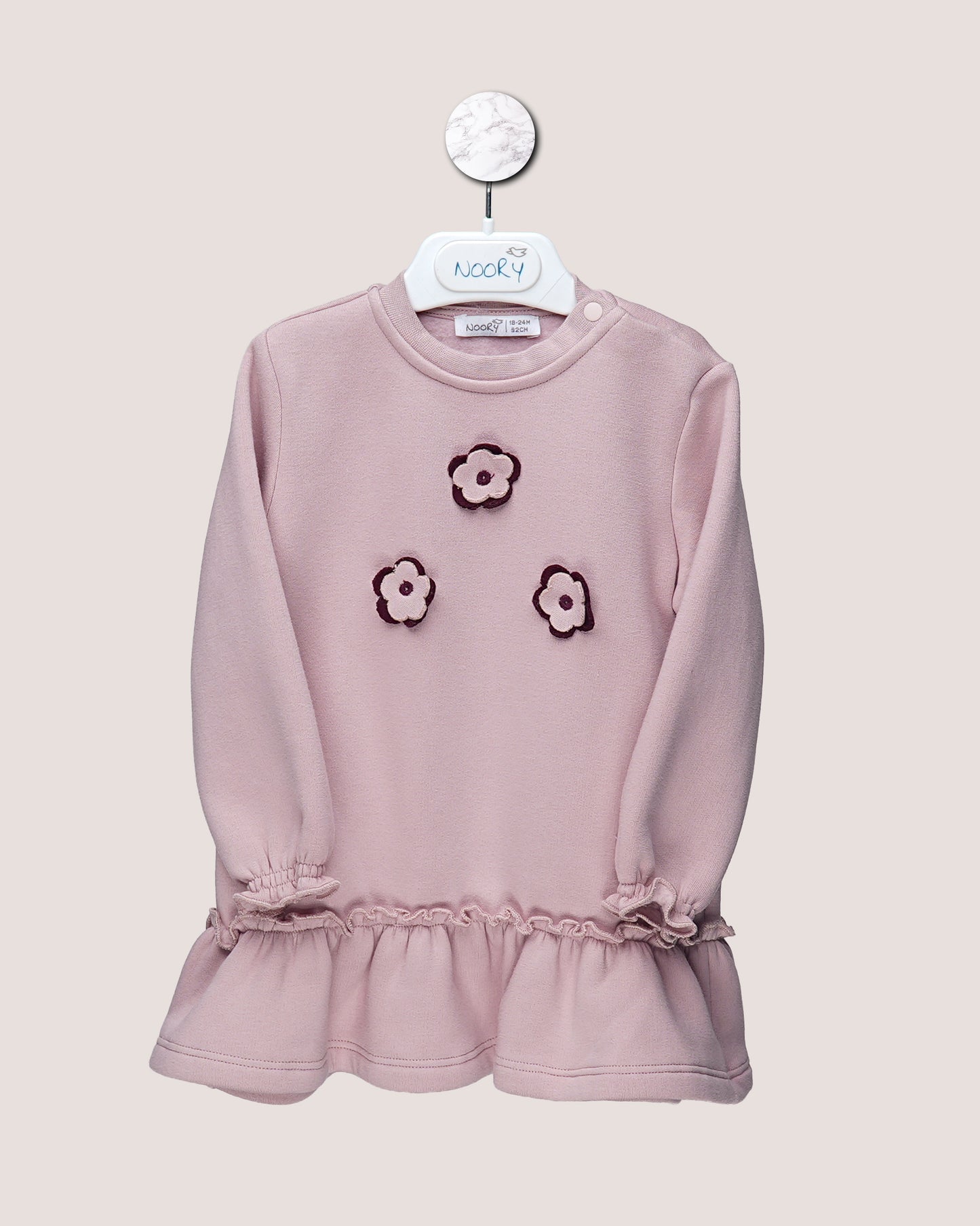 Robe bébé fille en molleton – Détails fleurs brodées