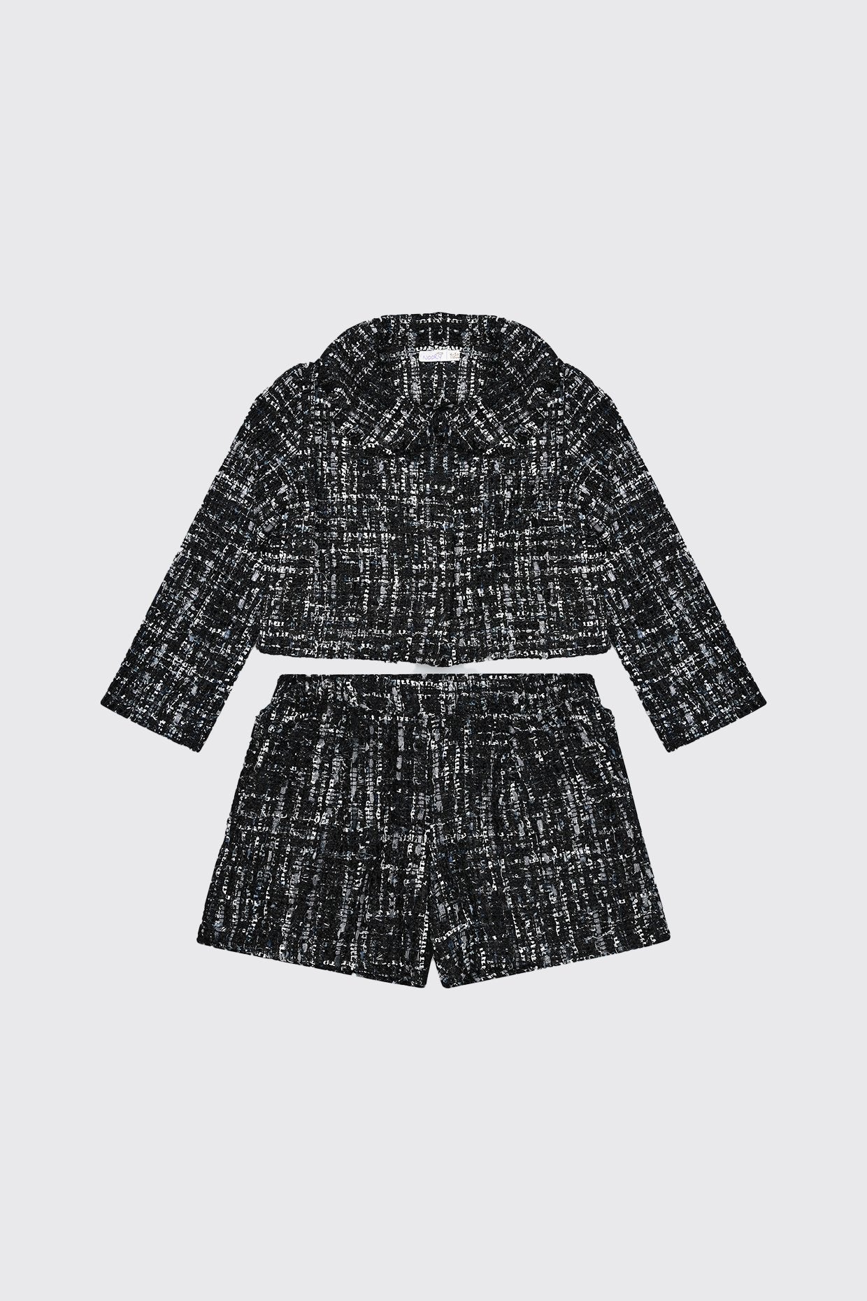 Ensemble Veste courte et short en tweed lurex