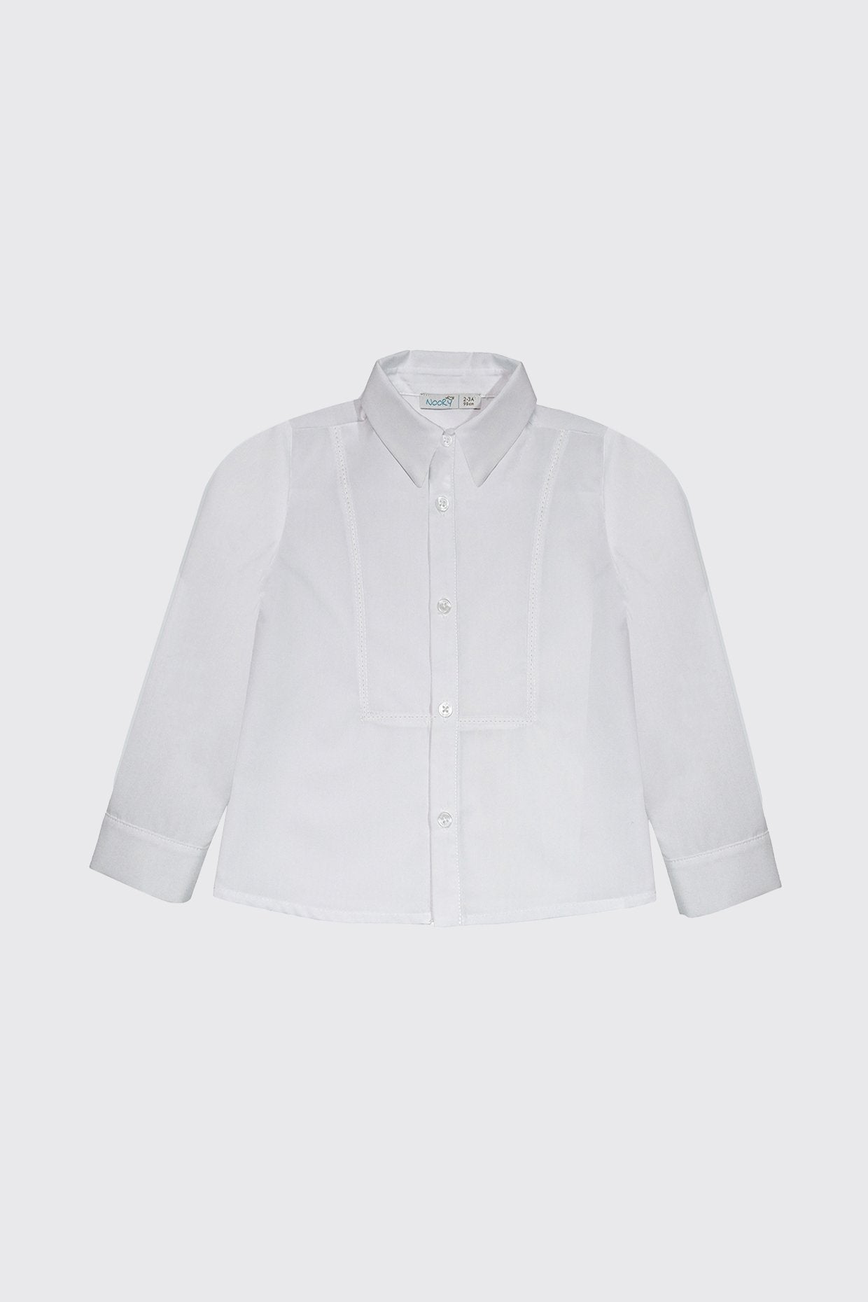 Chemise à col chemisier en popeline blanche avec joli détails sur la découpe