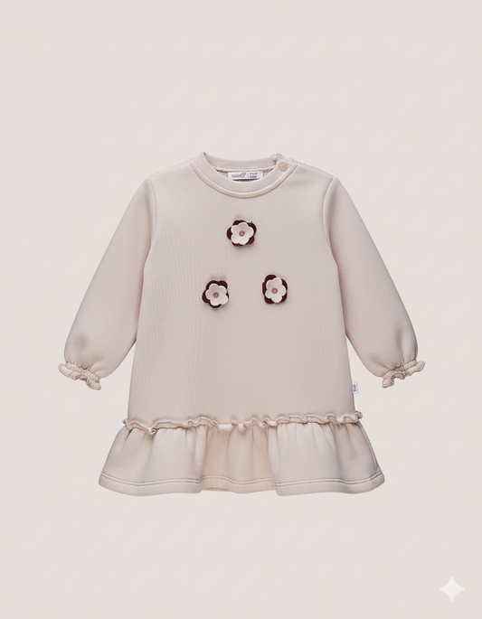 Robe bébé fille en molleton – Détails fleurs brodées