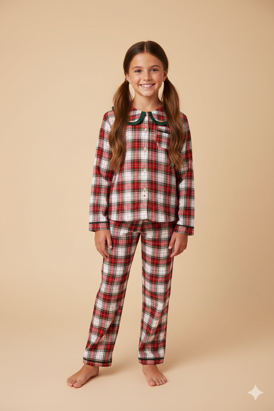 Ensemble pyjama fille à carreaux – Style classique & confort