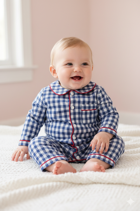 Pyjama bébé à carreaux – Élégance et confort