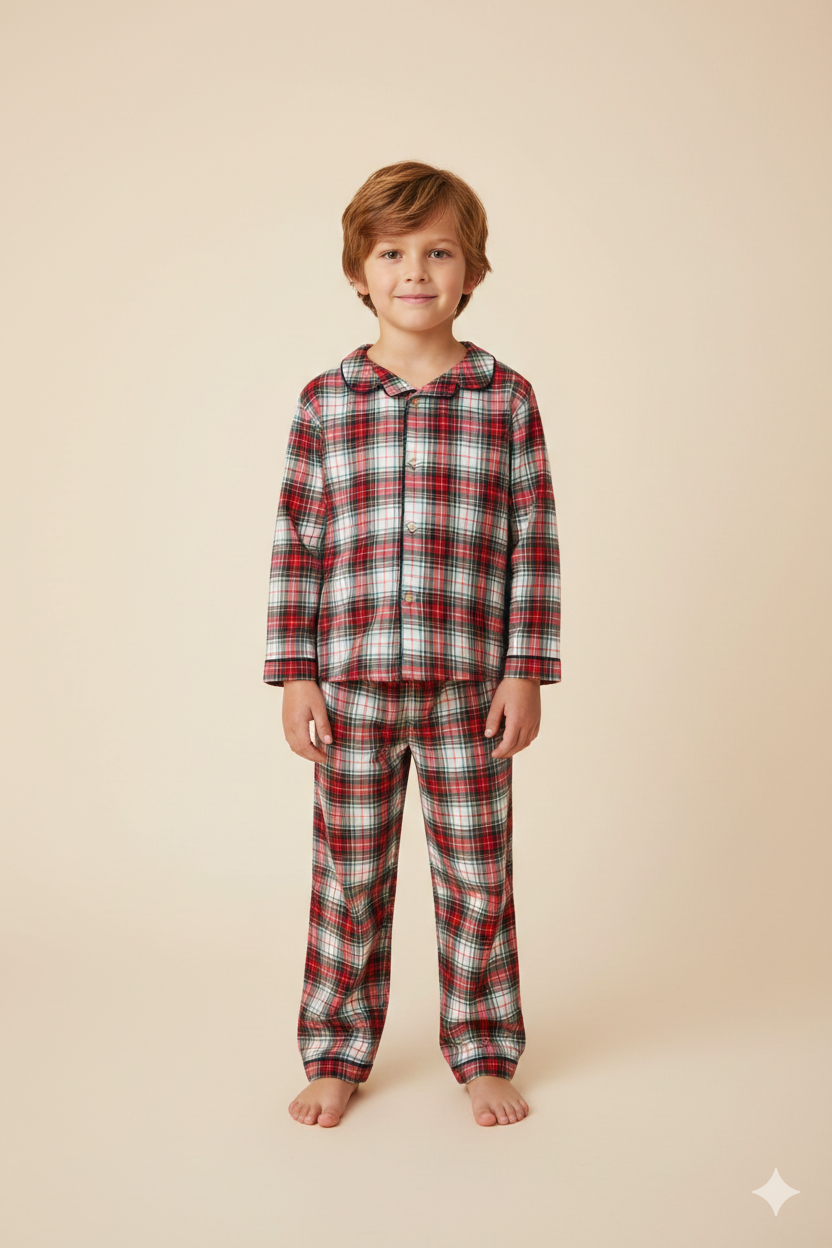 Ensemble pyjama garçon à carreaux – Confort & style classique