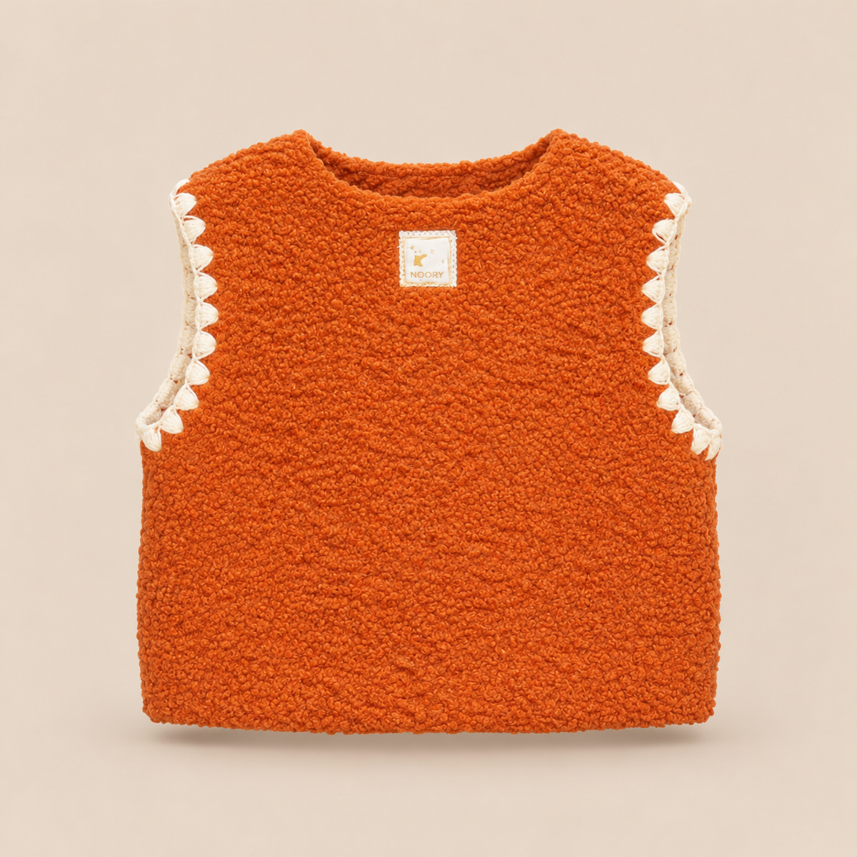 Gilet bébé sans manches en tissu bouclette – Doublure fleurie