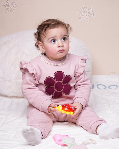 Ensemble Jogging Bébé Fille Rose Fleur