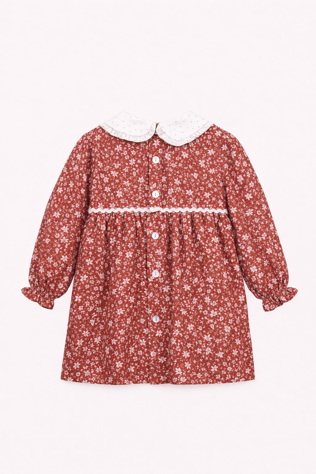Robe Fleurie Rouge Brique pour Bébé Fille – Style Champêtre et Confort