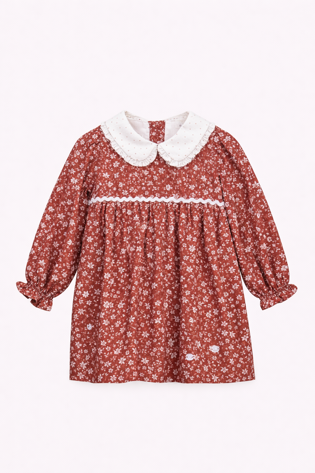 Robe Fleurie Rouge Brique pour Bébé Fille – Style Champêtre et Confort