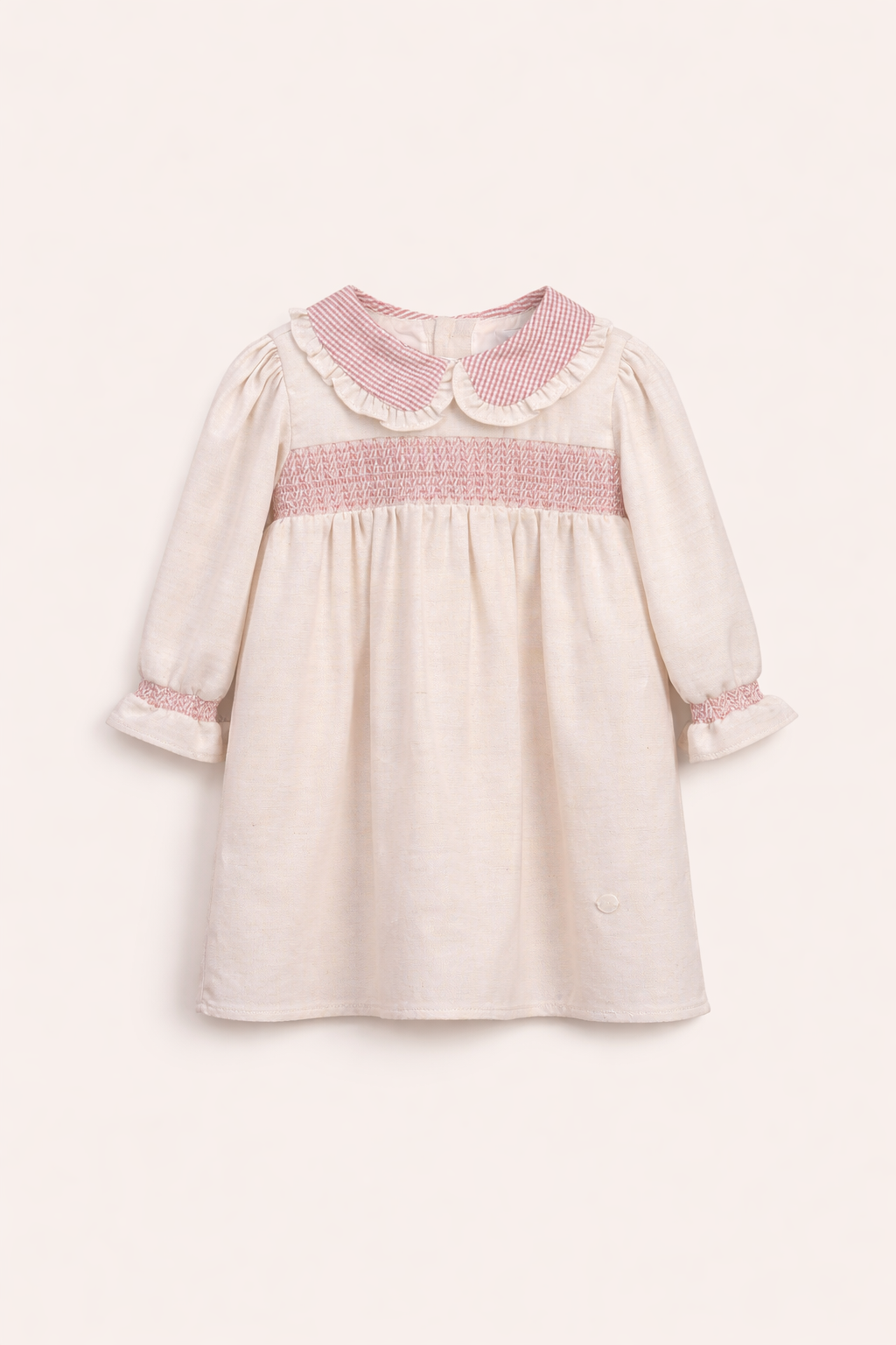 Robe Smockée Rose Poudré pour Bébé Fille – Élégance et Confort