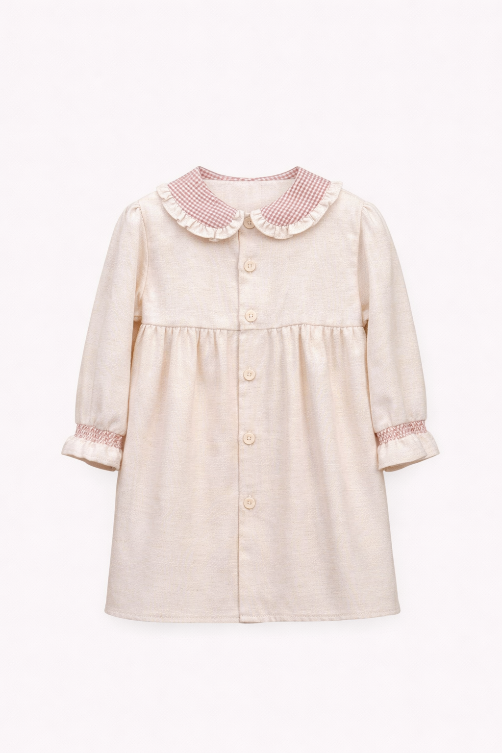 Robe Smockée Rose Poudré pour Bébé Fille – Élégance et Confort