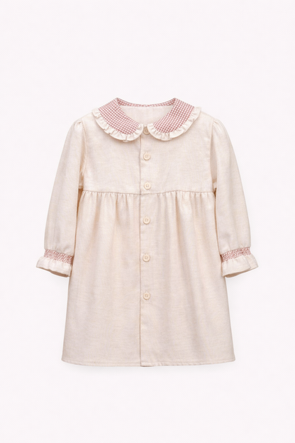 Robe Smockée Rose Poudré pour Bébé Fille – Élégance et Confort