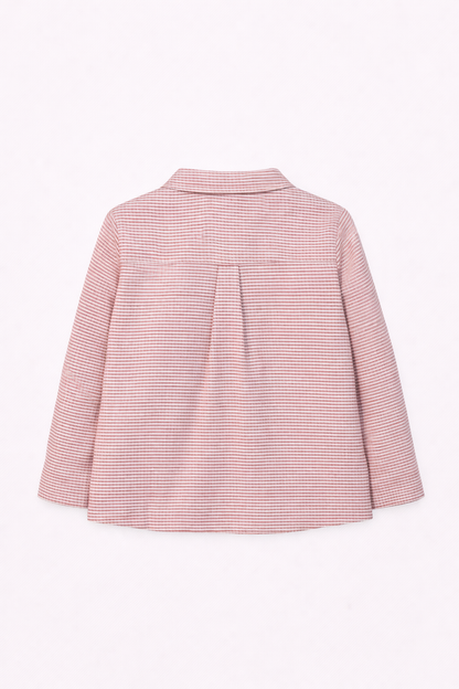 Chemise bébé garçon – Motif vichy bordeaux avec broderie