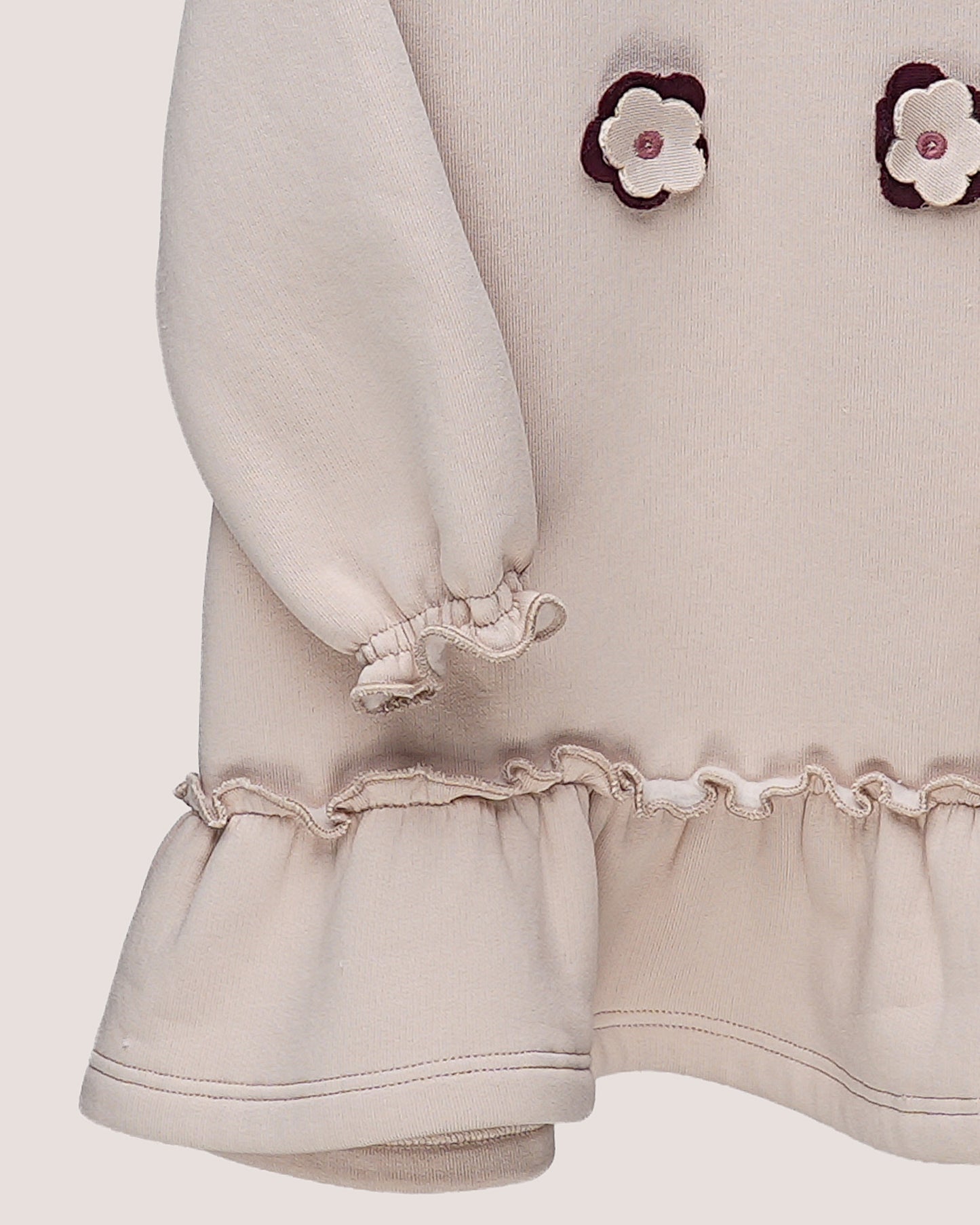 Robe bébé fille en molleton – Détails fleurs brodées
