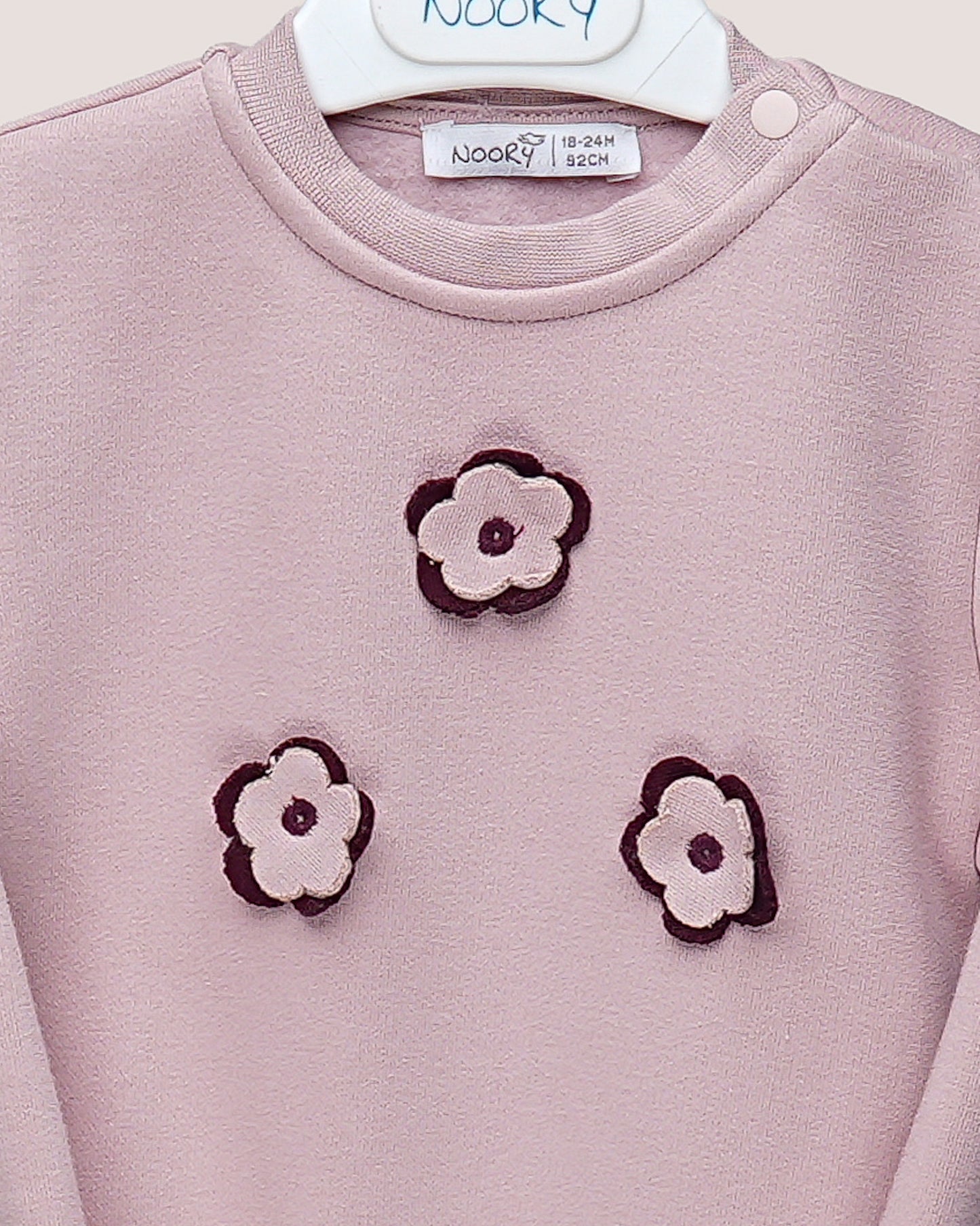 Robe bébé fille en molleton – Détails fleurs brodées