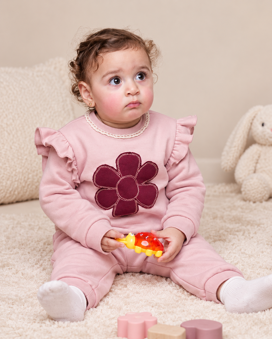 Ensemble Jogging Bébé Fille Rose Fleur