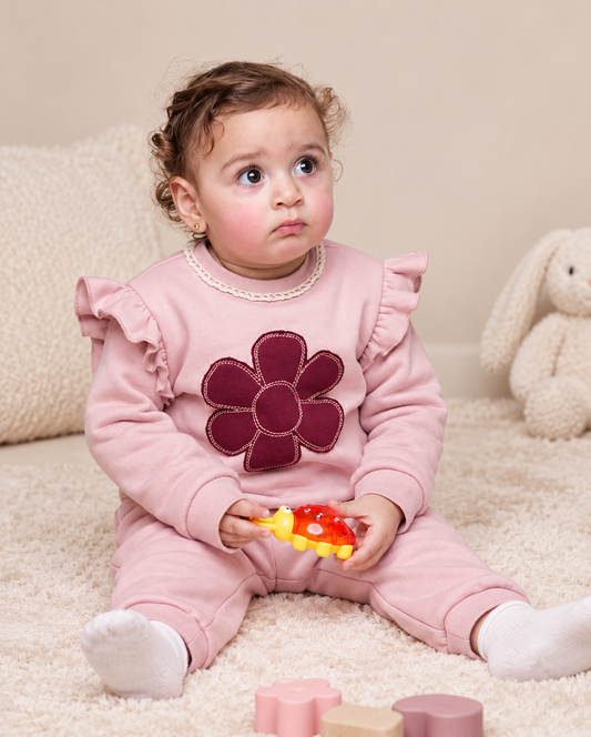 Ensemble Jogging Bébé Fille Rose Fleur