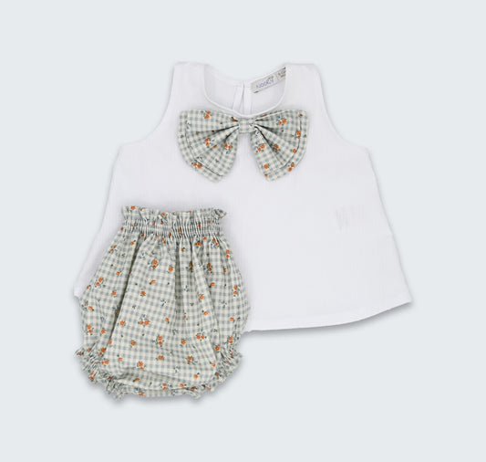 Haut à noeud avec bloomer en smock