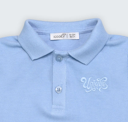 Polo body en piqué 100% coton à col chemisier et broderie