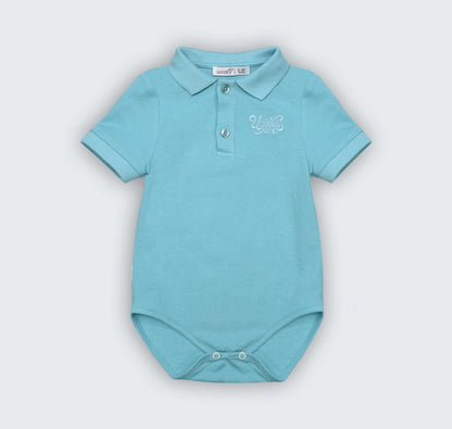 Polo body en piqué 100% coton à col chemisier et broderie