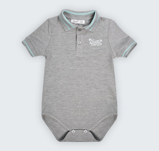 Polo body en piqué 100% coton à col chemisier et broderie