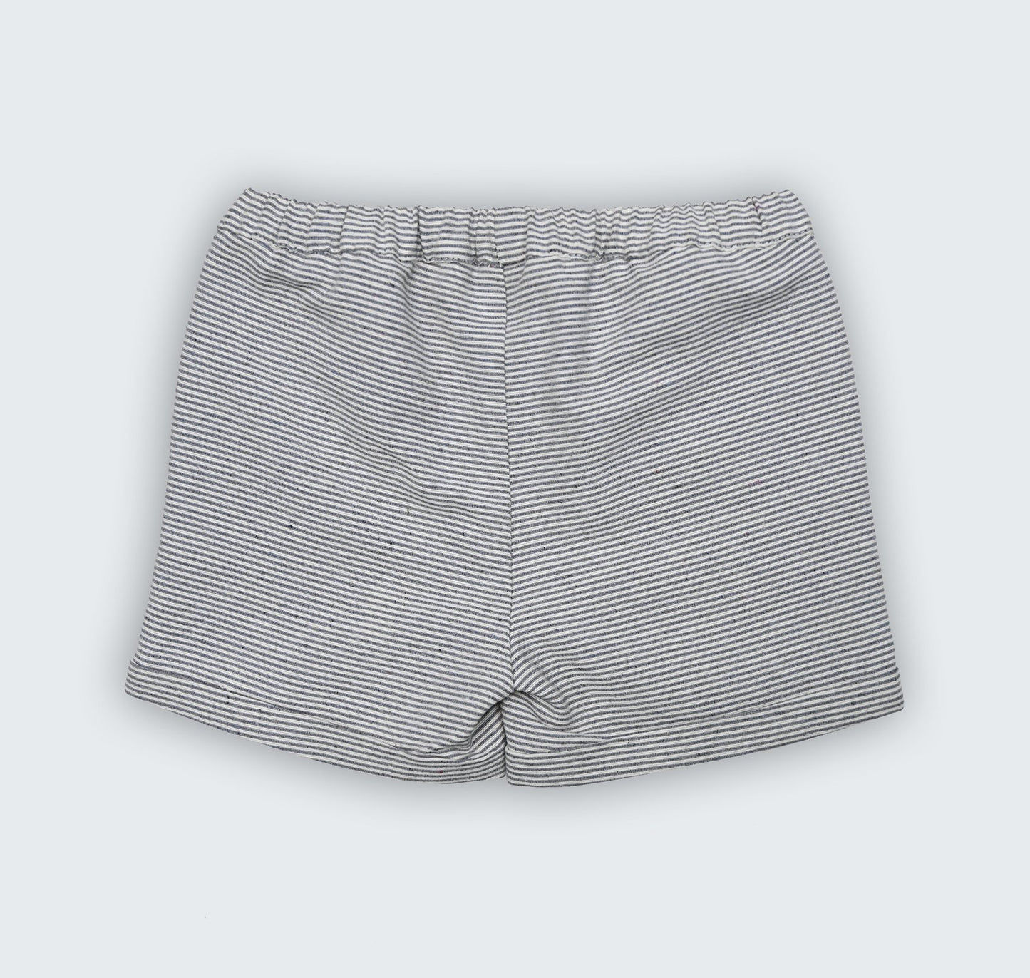 Short à rayures, 100% coton avec ceinture élastique réglable
