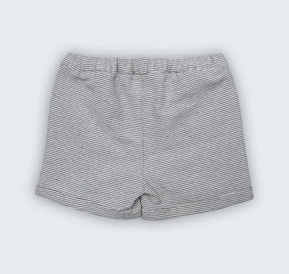 Short à rayures, 100% coton avec ceinture élastique réglable