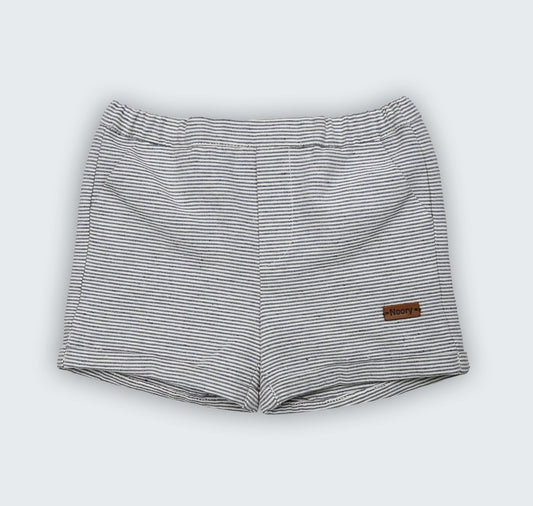 Short à rayures, 100% coton avec ceinture élastique réglable
