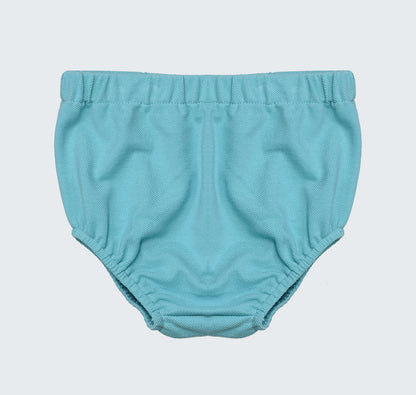 Robe verte à col chemisier en piqué 100% coton avec bloomer